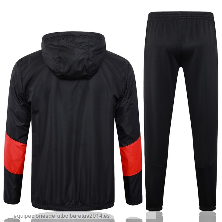 Nuevo Conjunto Completo Rompevientos AC Milan 24/25 Negro Rojo Baratas